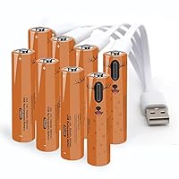 New Rechargeable AAA Batteries 1.5V 550mWh USB Zinc Rechargeable AAA Battery with USB Type C Charging Cable, High Capacity, Constant Output, Over-Charge Protection,8-Pack