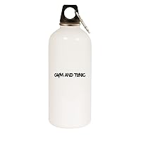 Gym And Tonic - 20oz Stainless Steel Water Bottle with Carabiner, White
