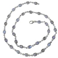 Beautiful oval rainbow moonstone Wedding Anniversary necklace 925 Sterling Silver gemstone Jewelry