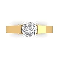 Clara Pucci 1.67ct Round Cut Solitaire Stunning White lab created Sapphire Diamond Modern with accent Ring 14k 2 tone Gold
