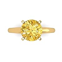 2.6 ct Round Cut Solitaire Yellow Simulated Diamond Excellent Classic Anniversary Promise Engagement ring 18K Yellow Gold
