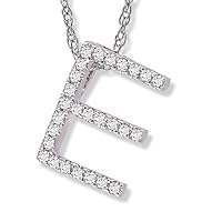 Diamond Initial Pendant E in 14k White Gold