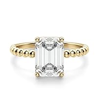 Solitaire Moissanite Engagement Ring, 2.0ct VVS1 Clarity, Sterling Silver with 18k White Gold