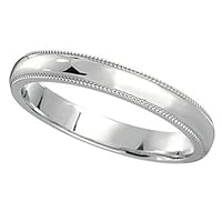 Allurez Milgrain Dome Comfort-Fit Thin Wedding Ring Band Palladium (2mm)