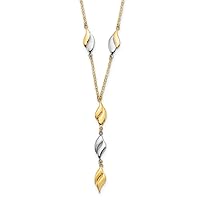 14 kt Two Tone Gold Polished Fancy Y Drop Necklace 17 Inches x 5 mm