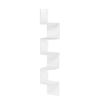Furinno Rossi 5-Tier Wall Mount Floating Radial Corner Shelf, White