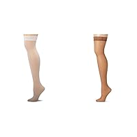Hanes Women's Silk Reflections Thigh Highs, White/Barely There, A/B