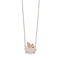 14k Rose Gld Plated 925 Sterling Silver 16 Inch + 2 Inch CZ Flying Piggy Necklace Pig Measures 15.9mm X Jewelry for Women