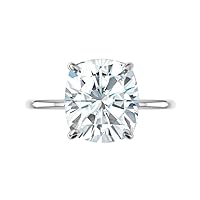 Kiara Gems 6.50 CT Cushion Moissanite Engagement Ring Colorless Wedding Bridal Solitaire Halo Solid Sterling Silver 10K 14K 18K Solid Gold Promise Ring