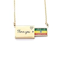Ethiopia Country Flag Name Letter Envelope Necklace Pendant Jewelry