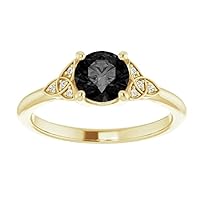 2.50 CT Triquetra Black Diamond Engagement Ring 14k Yellow Gold, Celtic Knot Black Onyx Ring, Irish Black Diamond Proposal Ring, Black Celtic Ring, Daily Wear Ring For Her