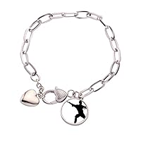 Kung Fu Martial Art Chinese Shaolin Stick Heart Chain Bracelet Jewelry Charm Fashion