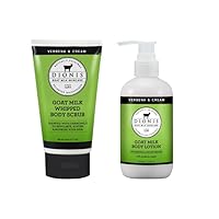 Dionis Verbena & Cream Scented Bath and Body Bundle - Contains Whipped Body Scrub (6 oz) & Lotion (8.5 oz) - Goat Milk Skincare - Made in the USA - Cruelty-free and Paraben-free
