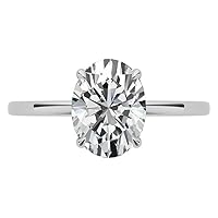 Kiara Gems 2 Carat Oval Diamond Moissanite Engagement Rings, Wedding Ring, Eternity Band Vintage Solitaire Halo Hidden Prong Setting Silver Jewelry Anniversary Ring Gift