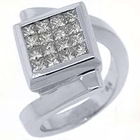 18k White Gold 1.45 Carats Invisible Diamond Engagement Ring 18k White Gold