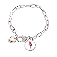 Red Psittaciformes Parrot Bird Heart Chain Bracelet Jewelry Charm Fashion