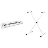 Alesis Recital White 88-Key Beginner Digital Piano/E Keyboard, White & Classic Cantabile X-Keyboard Stand (Height Adjustable in 5 Levels, Foldable, Dismountable, Stable) White