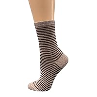 Women's Cotton Crew Socks, Striped and Pin Dot Dress Socks - Comfy Mid-Calf Casual Socks for All-Day Comfort & Elevated Style