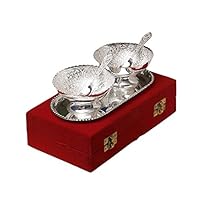 Silver Plated Brass Bowl with Tray - Set of 5