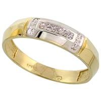 Silver City Jewelry 10k White Gold Men's Diamond Wedding Band, 7/32 inch Wide