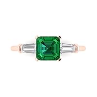 1.62ct Sq Emerald cut 3 stone Solitaire Genuine Simulated Emerald Proposal Wedding Anniversary Bridal Ring 18K Rose Gold