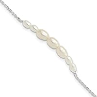925 Sterling Silver E coated With Freshwater Cultured Pearl With 1inch Extension Bracelet 7 Inch Jewelry for Women