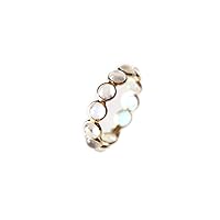 Solid 14K Gold Ring Moonstone Ring, Natural Rainbow Moonstone Ring, Eternity Gold Band, Rainbow Moonstone Cabochon Band Ring,Ring Size 6.5