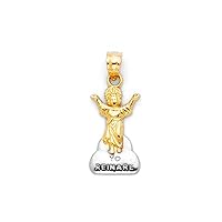 14k Yellow Gold and White Gold Religious Pendant Necklace 10x20mm Jewelry Gifts for Women