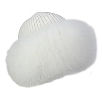 Winter Furry Knit Hats for Womens, Soft Fluffy Furry Faux Fur Trimmed Brim Winter Warm Beanie Hat Ski Snow Cap