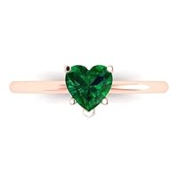 Clara Pucci 1.0 carat Heart Cut Solitaire Simulated Emerald 5-Prong Proposal Wedding Bridal Anniversary Ring 18K Rose Gold