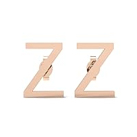 925 Sterling Silver Rose Gold Vermeil 26 Alphabet A to Z Initial Stud for Girl Women Personalized Capital Letter Earrings Jewelry