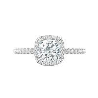 2.5 CT Cushion Cut Diamond Moissanite Engagement Ring Wedding Ring Eternity Band Vintage Solitaire Halo Hidden Prong Silver Jewelry Anniversary Promise Ring Gift