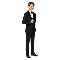Boys' Suit Shawl Lapel Single Breasted Button Jacket Vest Trousers for Wedding Groom