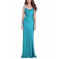 Bridesmaid Dresses Satin Long Draped Collar Elegant Mermaid Evening Dresses for Wedding Guest Lace Up Back Prom Party Gowns