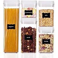Airtight Food Storage Containers, BPA Free Plastic Food Containers 5 Pieces Set ,for Kitchen Pantry Organization and Storage,Include 24 Free Chalkboard Labels