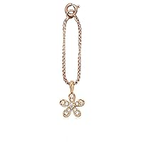 Round Cut Cubic Zirconia Flower Charm Genuine Pendant For Womens & Girls 14k Rose Gold Plated 925 Sterling
