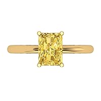 Clara Pucci 1.85 ct Radiant Cut Solitaire Stunning Yellow Citrine Classic Anniversary Promise Engagement ring 18K Yellow Gold for Women