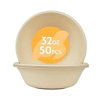 100% Compostable Paper Bowls (32oz, Pack of 400) Soup Bowls, Pasta Bowls, Cereal, Salad, Ice Cream, Disposable Bamboo Large Bowls, Biodegradable, Unbleached