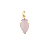 Guntaas Gems Pink Chalcedony Healing Stone Arrowhead Pendant Brass Gold Plated Crystal Pendant/Locket Crystal Gemstone for Unisex Jewelry