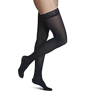 Sigvaris Women’s Style Soft Opaque 840 Closed Toe Thigh-Highs w/Grip Top 20-30mmHg - Black - Large Short