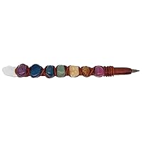 Rainbow Chakra Tumbled Gemstone Healing Crystal Refillable Ink Pen - School Office Handmade Reiki Gifts Boho Stationery Accessories