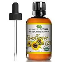 SUNFLOWER SEED OIL - 4oz size | All Natural Cold Pressed USDA Certified Organic - High Linoleic | Best for Acne Prone Oily Skin and Face | Daily or Nighttime Regimen