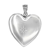 1 inch Sterling Silver Diamond Heart Locket Necklace for Women 4 Picture 16-20 inch