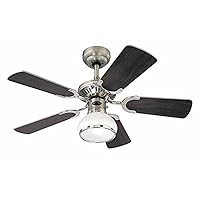 Westinghouse Lighting 72415 Princess Radiance II One-Light 90 cm Five-Blade Indoor Ceiling Fan, Dark Pewter/Chrome Finish with Dome Glass