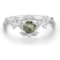 RKGEMS 925 Sterling Silver Mossagate And White Topaz Ring Beautiful Flower Design Ring Minimalist Ring Gift For Wife (7)