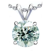 Round Cut 2.24 Ct VVS1 White Blue Moissanite Solitaire Plated Silver Plated Pendant For Women