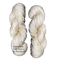 Premium Anamika Lace Weight Silk Undyed 600 Yards, 2 * 100 Gram Skein, Pack of 2 skeins, Beautiful Handmade Deluxe Silk Yarn for Knitting, Crocheting, Weaving, Spinning - 2 Hanks