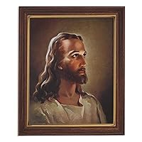 1home Gerffert Inspirational Framed Print - The Head of Christ - Sallman, Wood tone Frame, MULTI, 8 x 10 Inch