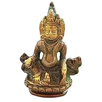 PARIJAT HANDICRAFT Brass kubera Statue Hindu god of Wealth & Prosperity kuber vaisravana sarvanubhuti Idol in Pure Metal regious Indian Home Temple Decor. (Antique-kuber)