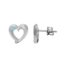 Multi Choice Round Shape Gemstone 925 Sterling Silver Heart Design Love Stud Earring